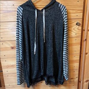 Cozy Black and Gray Women's Hoodie Sweater